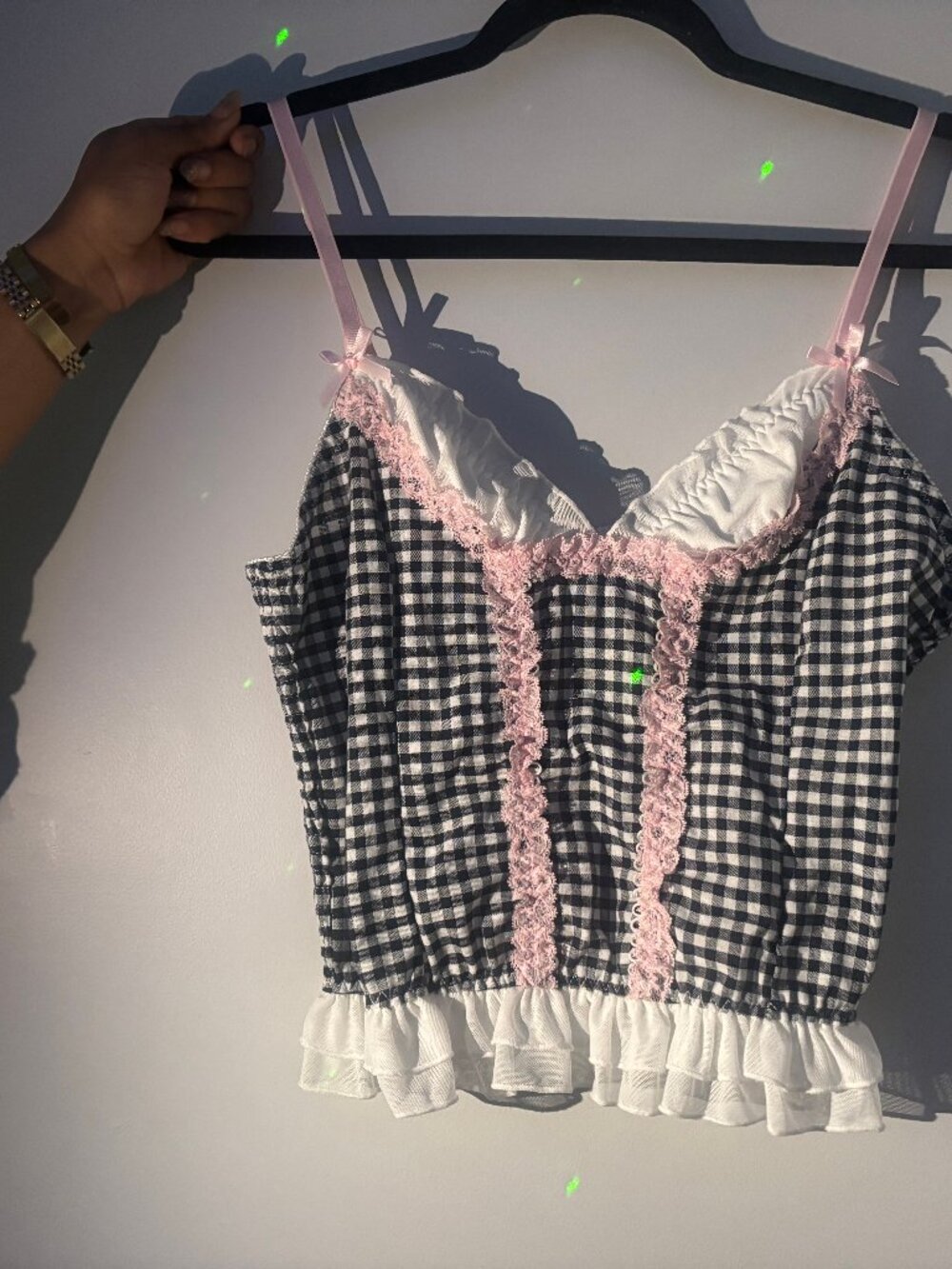Romwe Kawaii plaid cami top
